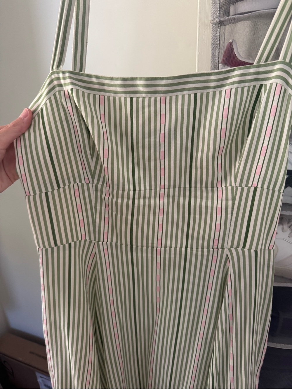 Hill House Margot Dress in Green Jacquard Stripe - Picture 6 of 10